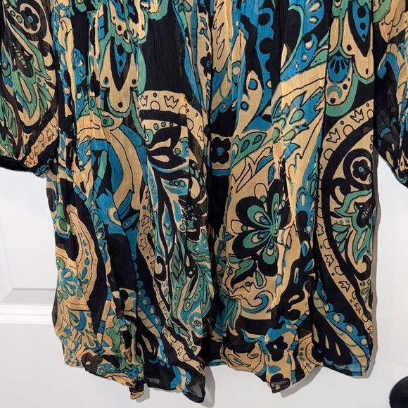 Zara Black and Teal Paisley Sz XS Dress NWT - Picture 5 of 10